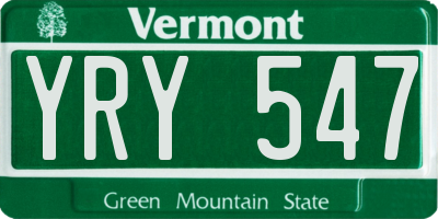 VT license plate YRY547