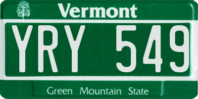 VT license plate YRY549