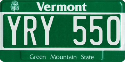 VT license plate YRY550