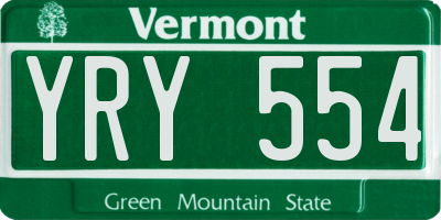 VT license plate YRY554