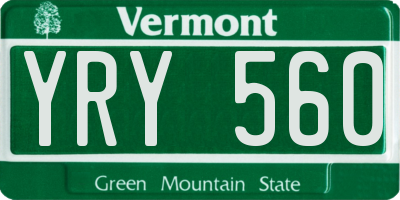 VT license plate YRY560