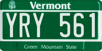 VT license plate YRY561