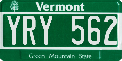 VT license plate YRY562