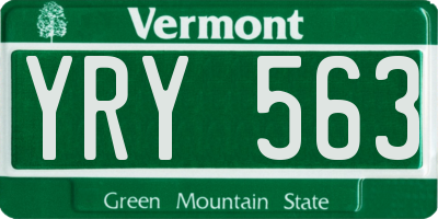 VT license plate YRY563