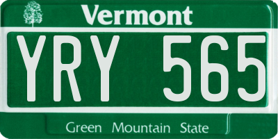 VT license plate YRY565