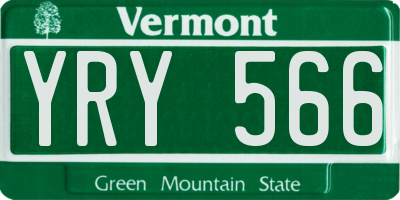 VT license plate YRY566