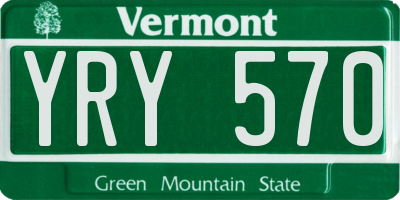 VT license plate YRY570