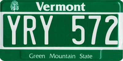 VT license plate YRY572