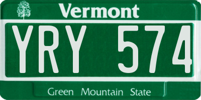 VT license plate YRY574