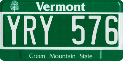 VT license plate YRY576