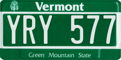 VT license plate YRY577