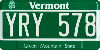 VT license plate YRY578
