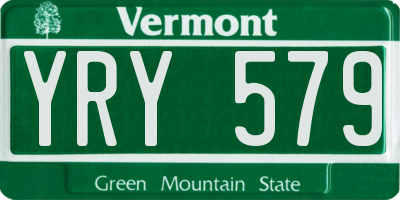 VT license plate YRY579