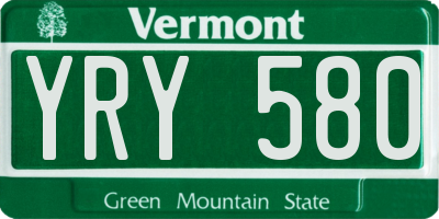 VT license plate YRY580