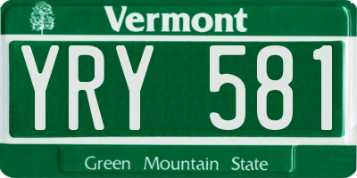 VT license plate YRY581