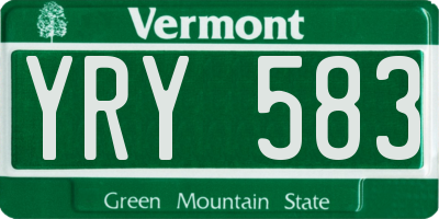 VT license plate YRY583