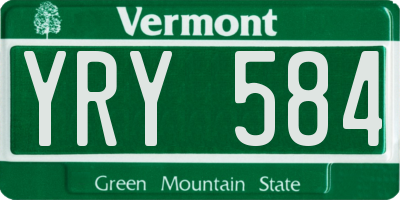 VT license plate YRY584