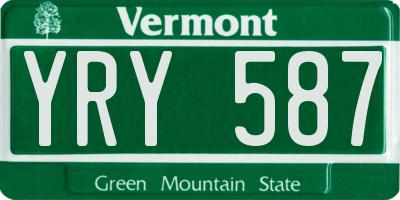 VT license plate YRY587