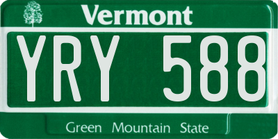 VT license plate YRY588