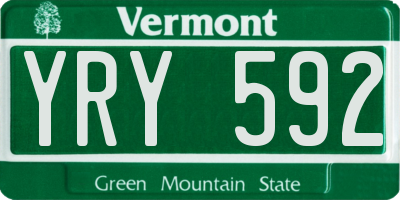 VT license plate YRY592