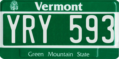 VT license plate YRY593