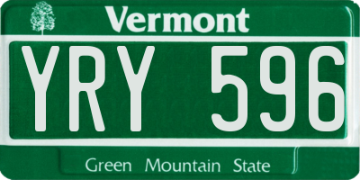 VT license plate YRY596