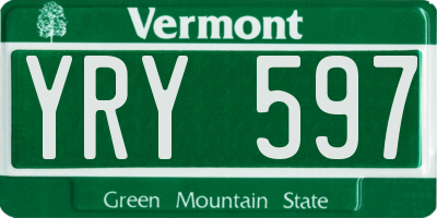 VT license plate YRY597