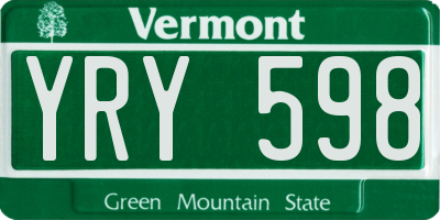 VT license plate YRY598