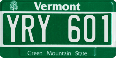 VT license plate YRY601