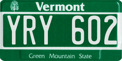 VT license plate YRY602