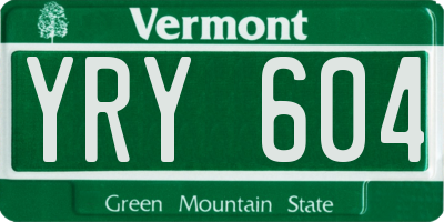 VT license plate YRY604