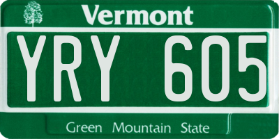 VT license plate YRY605