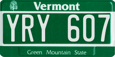 VT license plate YRY607