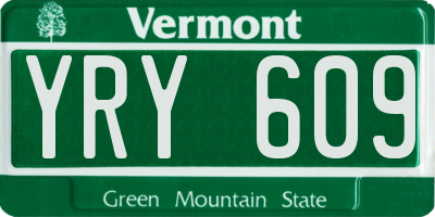 VT license plate YRY609
