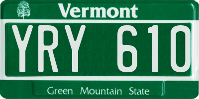 VT license plate YRY610