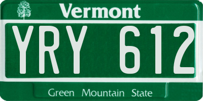 VT license plate YRY612