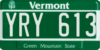 VT license plate YRY613