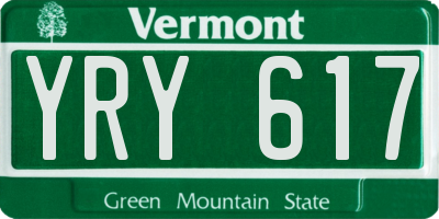VT license plate YRY617