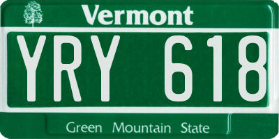 VT license plate YRY618