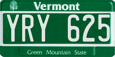 VT license plate YRY625