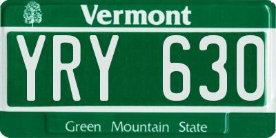 VT license plate YRY630