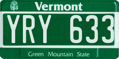VT license plate YRY633