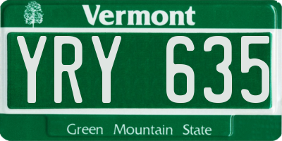 VT license plate YRY635