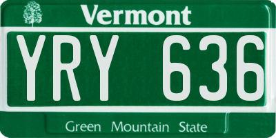 VT license plate YRY636