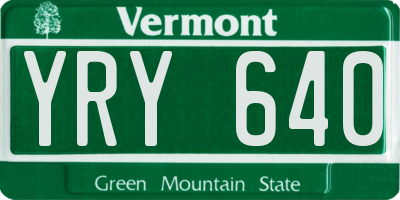 VT license plate YRY640