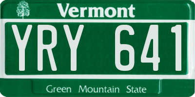 VT license plate YRY641