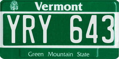VT license plate YRY643