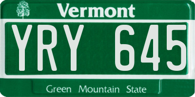 VT license plate YRY645