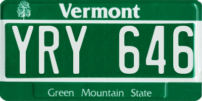 VT license plate YRY646