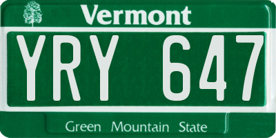 VT license plate YRY647